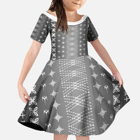 Black Samoa Malu Tattoo Inspired Family Matching Short Sleeve Bodycon Dress and Hawaiian Shirt - Polynesian Pride