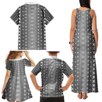 Black Samoa Malu Tattoo Inspired Family Matching Tank Maxi Dress and Hawaiian Shirt - Polynesian Pride