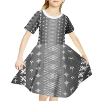 Black Samoa Malu Tattoo Inspired Kid Short Sleeve Dress - Polynesian Pride