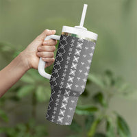 Black Samoa Malu Tattoo Inspired Tumbler With Handle - Polynesian Pride