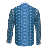 Blue Samoa Malu Tattoo Inspired Family Matching Off The Shoulder Long Sleeve Dress and Hawaiian Shirt - Polynesian Pride