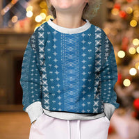 Blue Samoa Malu Tattoo Inspired Kid Ugly Christmas Sweater - Polynesian Pride