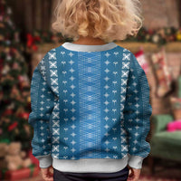Blue Samoa Malu Tattoo Inspired Kid Ugly Christmas Sweater - Polynesian Pride
