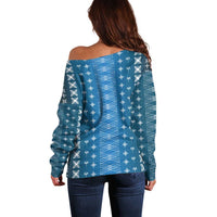 Blue Samoa Malu Tattoo Inspired Off Shoulder Sweater LT05 - Polynesian Pride