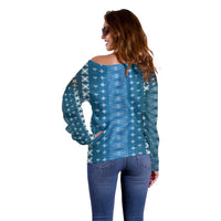 Blue Samoa Malu Tattoo Inspired Off Shoulder Sweater LT05 - Polynesian Pride