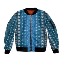 Blue Samoa Malu Tattoo Inspired Sleeve Zip Bomber Jacket LT05 Unisex Blue - Polynesian Pride
