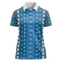 Blue Samoa Malu Tattoo Inspired Women Polo Shirt - Polynesian Pride