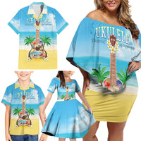 Hawaiian Ukulele Family Matching Off Shoulder Short Dress and Hawaiian Shirt Sound Of Happiness
