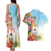 National Ukulele Day Couples Matching Tank Maxi Dress and Hawaiian Shirt Tropical Vibe