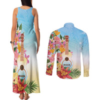 National Ukulele Day Couples Matching Tank Maxi Dress and Long Sleeve Button Shirt Tropical Vibe LT05 - Polynesian Pride