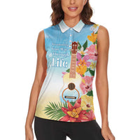 National Ukulele Day Women Sleeveless Polo Shirt Tropical Vibe