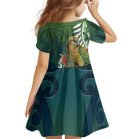 New Zealand Kea Bird Family Matching Long Sleeve Bodycon Dress and Hawaiian Shirt With Maori Koru Fern LT05 - Polynesian Pride