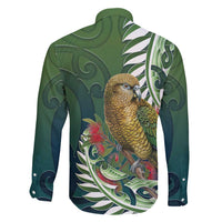 New Zealand Kea Bird Family Matching Off Shoulder Short Dress and Hawaiian Shirt With Maori Koru Fern - Polynesian Pride