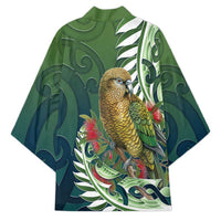 New Zealand Kea Bird Kimono With Maori Koru Fern - Polynesian Pride