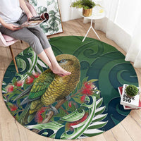 New Zealand Kea Bird Round Carpet With Maori Koru Fern LT05 - Polynesian Pride