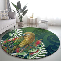 New Zealand Kea Bird Round Carpet With Maori Koru Fern LT05 - Polynesian Pride