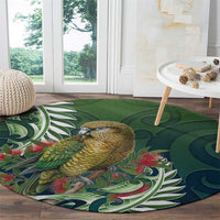 New Zealand Kea Bird Round Carpet With Maori Koru Fern LT05 - Polynesian Pride