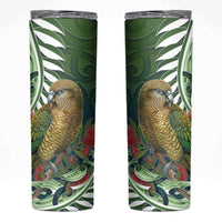 New Zealand Kea Bird Skinny Tumbler With Maori Koru Fern - Polynesian Pride