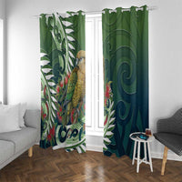 New Zealand Kea Bird Window Curtain With Maori Koru Fern - Polynesian Pride