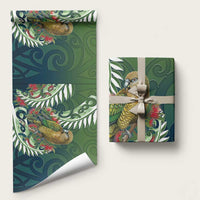 New Zealand Kea Bird Wrapping Paper With Maori Koru Fern