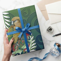 New Zealand Kea Bird Wrapping Paper With Maori Koru Fern