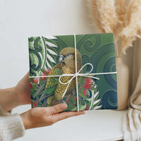 New Zealand Kea Bird Wrapping Paper With Maori Koru Fern