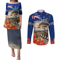 New Zealand ANZAC Day Couples Matching Puletasi and Long Sleeve Button Shirt The Lonesome Pine With Soldier Fern LT05 Blue - Polynesian Pride