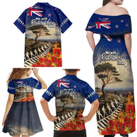 New Zealand ANZAC Day Family Matching Off Shoulder Maxi Dress and Hawaiian Shirt The Lonesome Pine With Soldier Fern LT05 - Polynesian Pride
