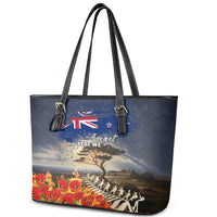 New Zealand ANZAC Day Leather Tote Bag The Lonesome Pine With Soldier Fern LT05 - Polynesian Pride