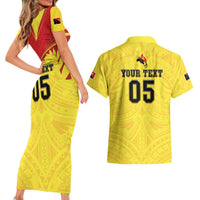 Papua New Guinea Rugby Custom Couples Matching Short Sleeve Bodycon Dress and Hawaiian Shirt Kumuls Heritage