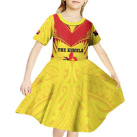 Papua New Guinea Rugby Custom Kid Short Sleeve Dress Kumuls Heritage LT05 - Polynesian Pride