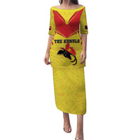 Papua New Guinea Rugby Custom Puletasi Kumuls Heritage LT05 Long Dress Yellow - Polynesian Pride