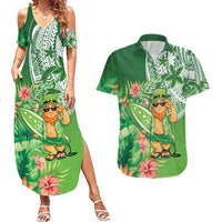Aloha Hawaii St Patrick's Day Couples Matching Summer Maxi Dress and Hawaiian Shirt Polynesian Style LT05 Green - Polynesian Pride