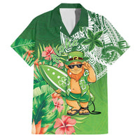 Aloha Hawaii St Patrick's Day Family Matching Off The Shoulder Long Sleeve Dress and Hawaiian Shirt Polynesian Style LT05 Dad's Shirt - Short Sleeve Green - Polynesian Pride