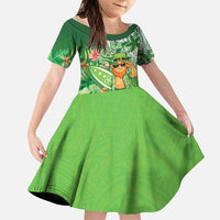 Aloha Hawaii St Patrick's Day Family Matching Tank Maxi Dress and Hawaiian Shirt Polynesian Style LT05 Daughter's Dress Green - Polynesian Pride