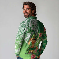 Aloha Hawaii St Patrick's Day Long Sleeve Polo Shirt Polynesian Style LT05 - Polynesian Pride
