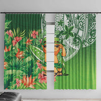 Aloha Hawaii St Patrick's Day Window Curtain Polynesian Style LT05 With Hooks Green - Polynesian Pride