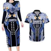 French Polynesia Tuamotu Archipelago Couples Matching Long Sleeve Bodycon Dress and Hawaiian Shirt Polynesian Pattern Unique Style