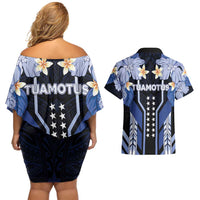 French Polynesia Tuamotu Archipelago Couples Matching Off Shoulder Short Dress and Hawaiian Shirt Polynesian Pattern Unique Style