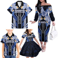 French Polynesia Tuamotu Archipelago Family Matching Off The Shoulder Long Sleeve Dress and Hawaiian Shirt Polynesian Pattern Unique Style