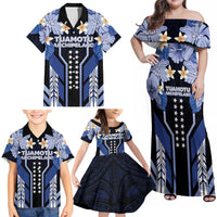 French Polynesia Tuamotu Archipelago Family Matching Off Shoulder Maxi Dress and Hawaiian Shirt Polynesian Pattern Unique Style