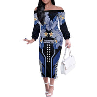 French Polynesia Tuamotu Archipelago Off The Shoulder Long Sleeve Dress Polynesian Pattern Unique Style