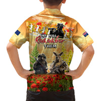 Australia And New Zealand ANZAC Day Family Matching Off Shoulder Maxi Dress and Hawaiian Shirt Kangaroo And Kiwi Bird Soldiers Lest We Forget LT05 - Polynesian Pride