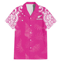 New Zealand Fern Women Rugby Custom Family Matching Mermaid Dress and Hawaiian Shirt Pink Maori Pattern