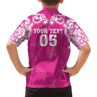 New Zealand Fern Women Rugby Custom Family Matching Summer Maxi Dress and Hawaiian Shirt Pink Maori Pattern