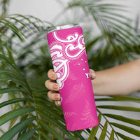 New Zealand Fern Women Rugby Custom Skinny Tumbler Pink Maori Pattern