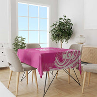 New Zealand Fern Women Rugby Custom Tablecloth Pink Maori Pattern