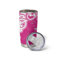 New Zealand Fern Women Rugby Custom Tumbler Cup Pink Maori Pattern