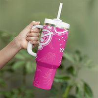 New Zealand Fern Women Rugby Custom Tumbler With Handle Pink Maori Pattern