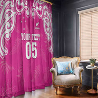New Zealand Fern Women Rugby Custom Window Curtain Pink Maori Pattern